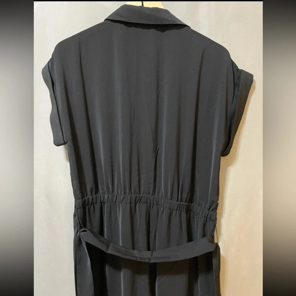 NWT Michael Kors Black Jumpsuit belted button front cuffed short sleeve XL $155